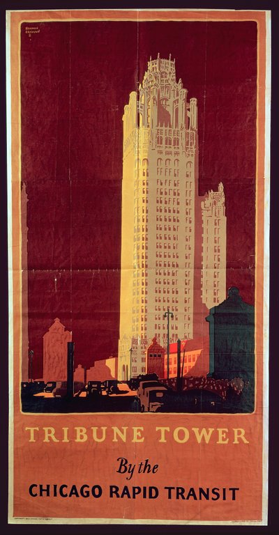 Tribune Toren, uitgegeven door Chicago Rapid Transit Company, VS, 1925 door Norman Erickson